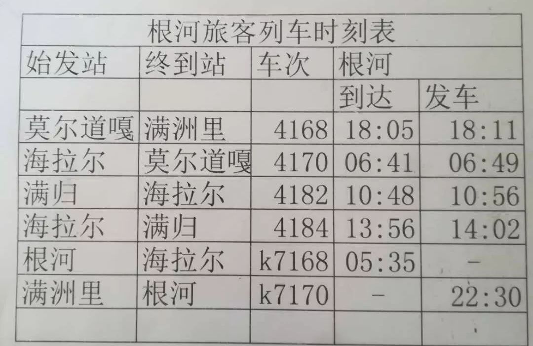 最新博克图列车时刻表(最新版博克图铁路时刻一览)